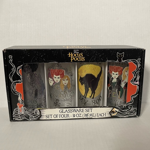 Disney Hocus Pocus Glassware Set — 4 10 oz glasses — Great gift! - Picture 2 of 8